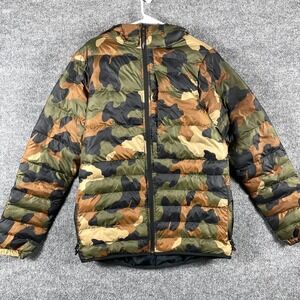 Armada Jacket Mens Medium Brown Green Camo Full Zip Puffer Ski Hooded Outdoors